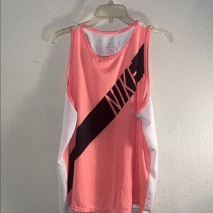 Nike Women's Coral and White Tank Top